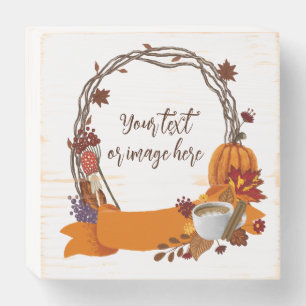 Fall Wreath Digital Painting  Hoodie Wooden Box Sign