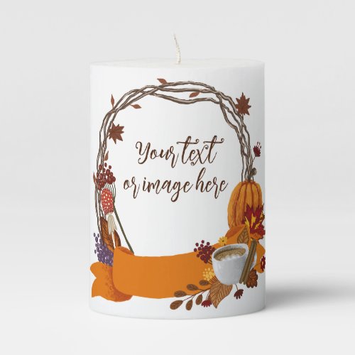 Fall Wreath Digital Painting  Pillar Candle