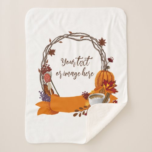 Fall Wreath Digital Painting  Sherpa Blanket