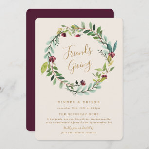 Fall Wreath Friends Giving Dinner Party Invitation