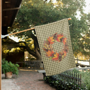 Fall Wreath House Flag