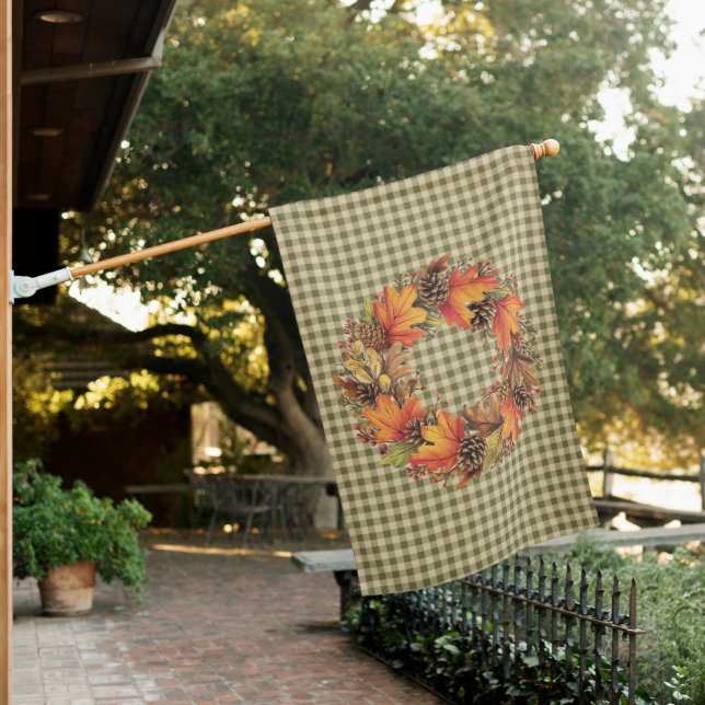 Fall Wreath House Flag (In SItu)