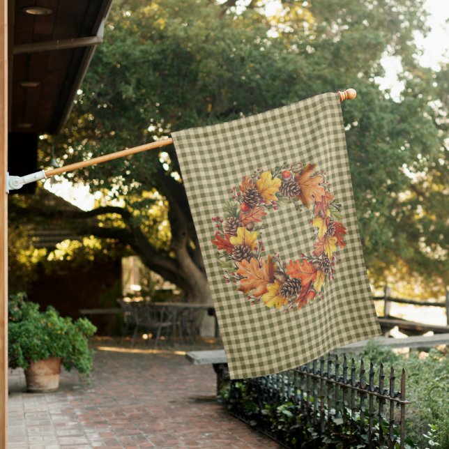 Fall Wreath House Flag (In SItu)
