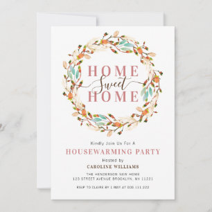 fall wreath housewarming party invitation