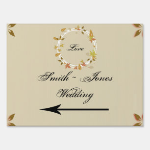 Fall Wreath Monogram Wedding Direction Sign
