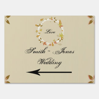 Fall Wreath Monogram Wedding Direction Sign