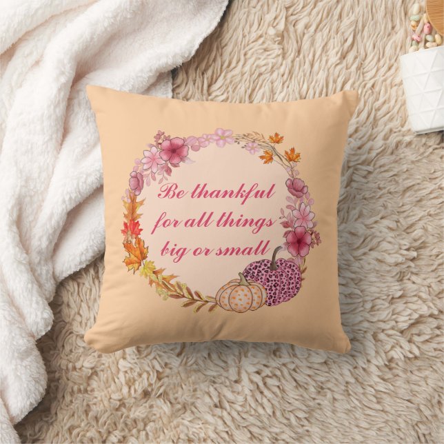 Fall Wreath Quote Throw Pillow (Blanket)