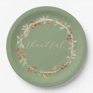 Fall Wreath Thanksgiving Paper Plates