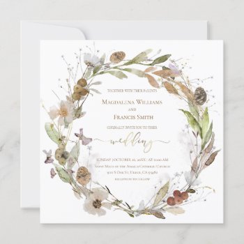 Fall Wreath Wedding Invitation by amoredesign at Zazzle