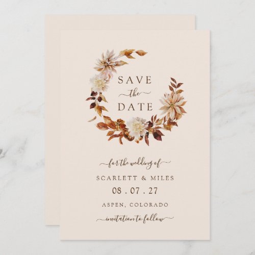 Fall Wreath Wedding Save The Date