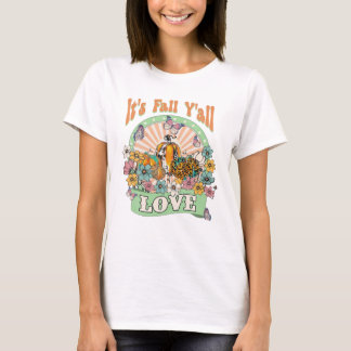 Fall Y all Vintage Flower Pumpkin T-Shirt