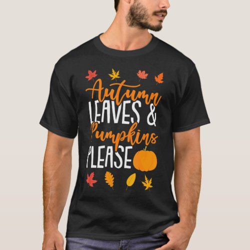 Fall Yall Autumn Leaves And Pumkin Maple Leaf T_Shirt