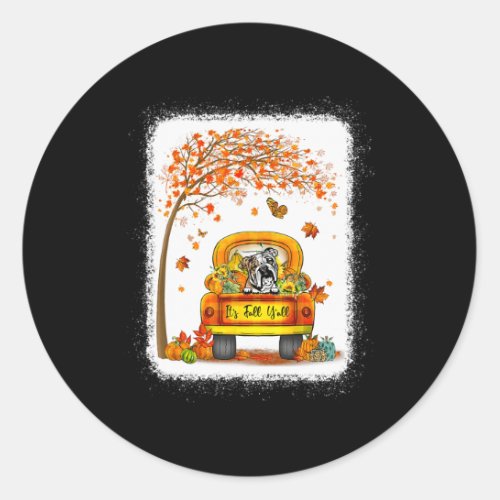 Fall Yall English Bulldog Thanksgiving Pumpkin Tr Classic Round Sticker