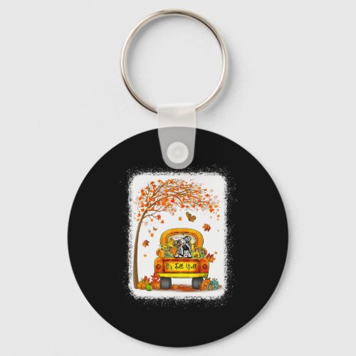 Fall Yall English Bulldog Thanksgiving Pumpkin Tr Keychain