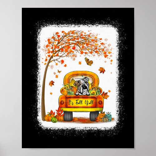 Fall Yall English Bulldog Thanksgiving Pumpkin Tr Poster