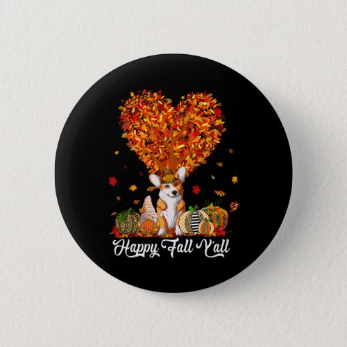 Fall Yall Fun Corgi Autumn Pumpkins  Button