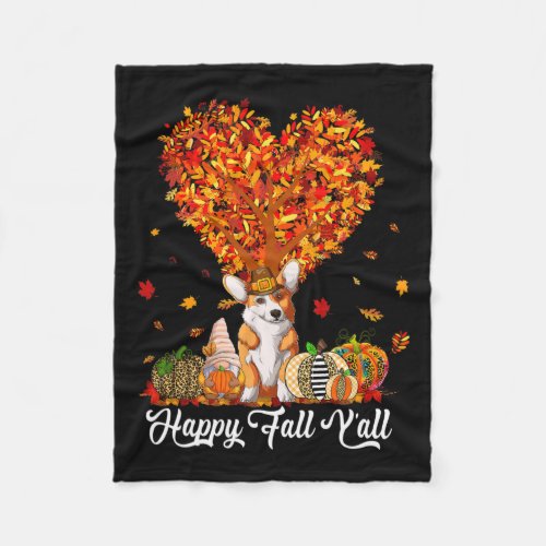 Fall Yall Fun Corgi Autumn Pumpkins  Fleece Blanket