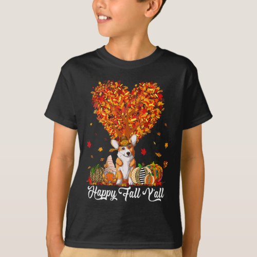 Fall Yall Fun Corgi Autumn Pumpkins  T_Shirt