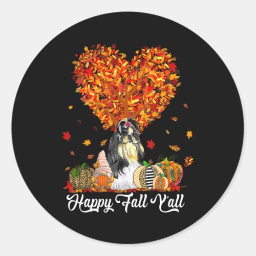 Fall Yall Fun Shih Tzu Autumn Pumpkins  Classic Round Sticker