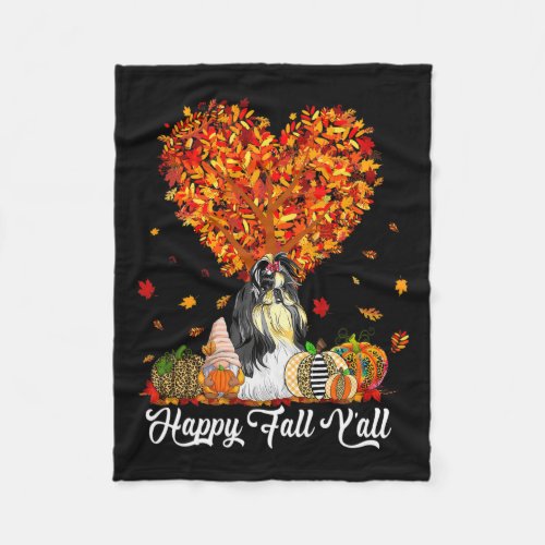 Fall Yall Fun Shih Tzu Autumn Pumpkins  Fleece Blanket