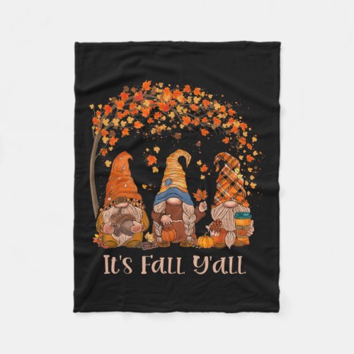 Fall Yall Gnome Autumn Gnomes Pumpkin Fall Season Fleece Blanket