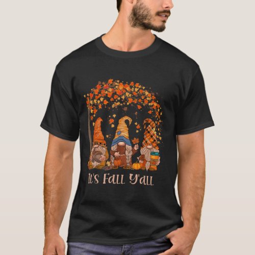 Fall Yall Gnome Autumn Gnomes Pumpkin Fall Season T_Shirt