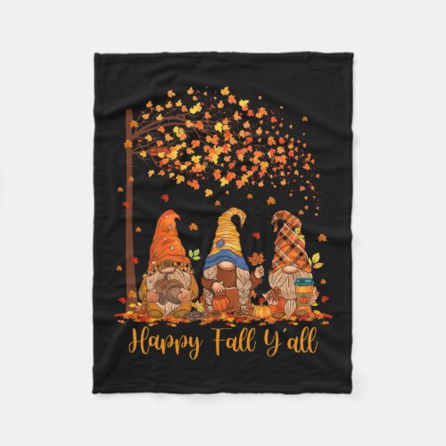 Fall Yall Gnome Autumn Gnomes Pumpkin Spice Seaso Fleece Blanket