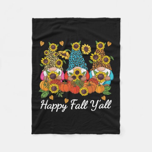 Fall Yall Gnome Leopard Pumpkin Autumn  Fleece Blanket