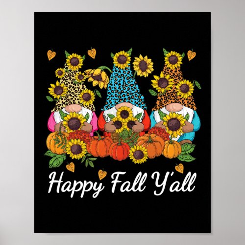 Fall Yall Gnome Leopard Pumpkin Autumn  Poster