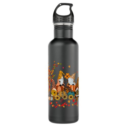 Fall Yall Gnome Leopard pumpkin tree Autumn leaves Stainless Steel Water Bottle