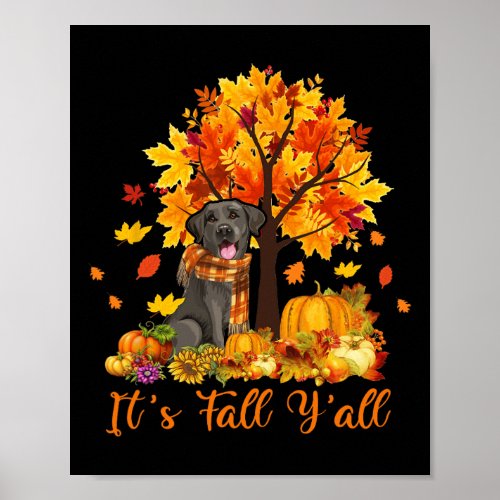 Fall Yall Labrador Black Lab Halloween Thanksgivi Poster