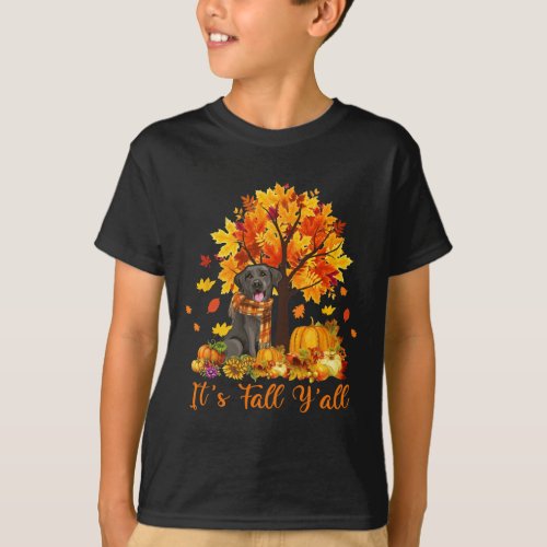 Fall Yall Labrador Black Lab Halloween Thanksgivi T_Shirt