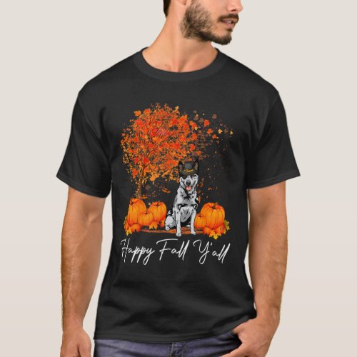 Fall Yall Pumpkin Australian Cattle Dog Thanksgiv T_Shirt