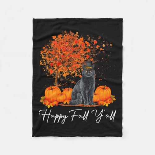 Fall Yall Pumpkin Cat Thanksgiving Rescue Pet  Fleece Blanket