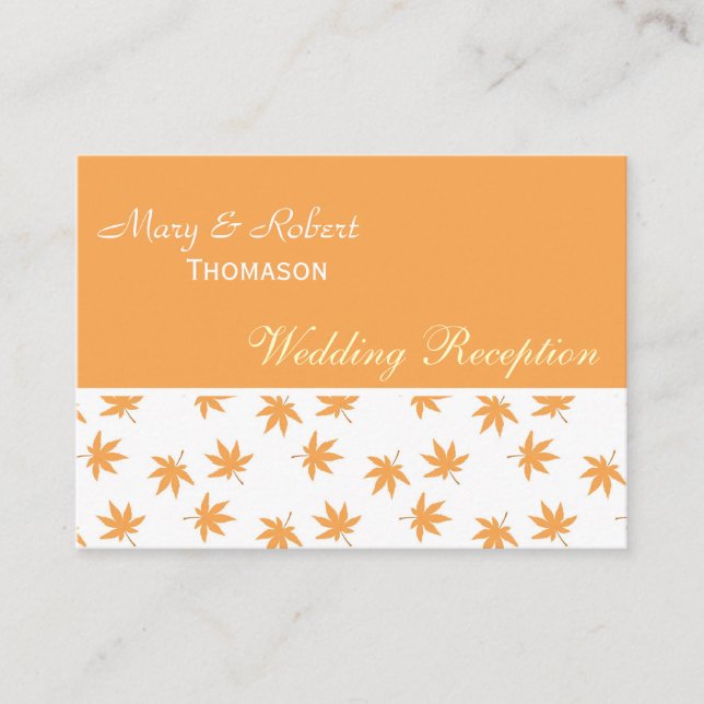 Fall yellow leaves wedding reception detail enclosure card (Front)