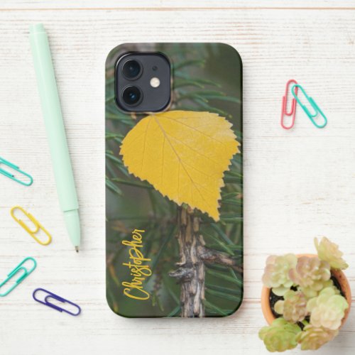 Fall Yellow Quaking Aspen Leave Photograph Custom iPhone 12 Case