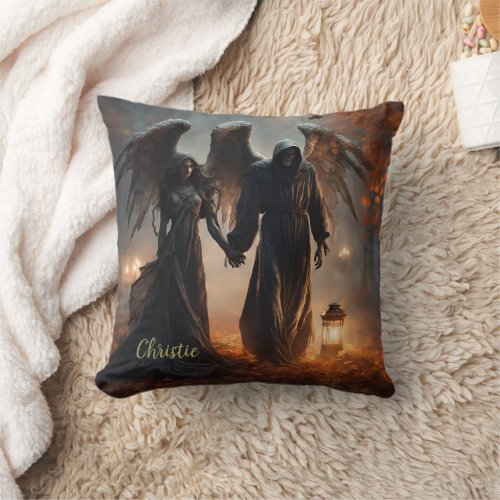 Fallen Angel Couple Throw Pillow