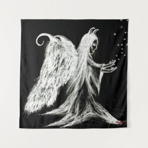 fallen angel demon drawing sketch modern art black tapestry