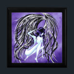 Fallen Angel Midnight  Gift Box<br><div class="desc">Artwork Name: Fallen Angel 
Color: Midnight 

Beautiful Fallen Angel Keepsake Jewelry Box 
Stunning artwork featuring a fallen angel with a colorful filter,   perfect for a girlfriend,  a daughter,  your wife,  or anyone! especially if they love Angels.  check out my shop for more colors and designs.</div>