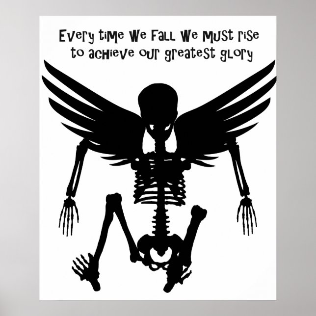 Fallen Angel Skeleton Quotes Wise Words Art Poster (Front)