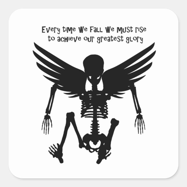 Fallen Angel Skeleton Quotes Wise Words Art Square Sticker (Front)