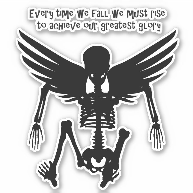 Fallen Angel Skeleton silhouette Quotes Wisdom Art Sticker (Front)