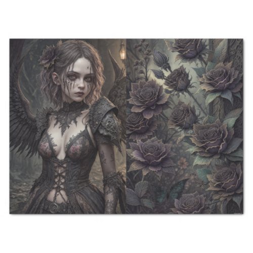Fallen Angel Witch _ decoupage _  Tissue Paper