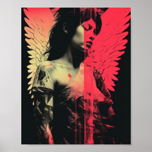 Fallen Angels Profile - Halftone Pattern Poster