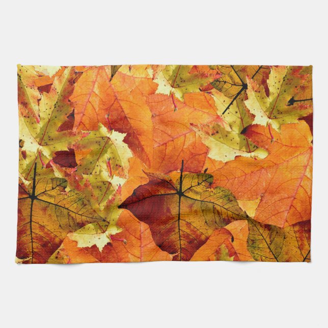 Fallen Autumn Leaves Kitchen Towel (Horizontal)
