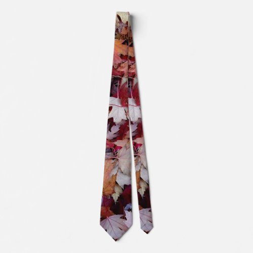 Fallen Autumn Tree Leaves Neck Tie