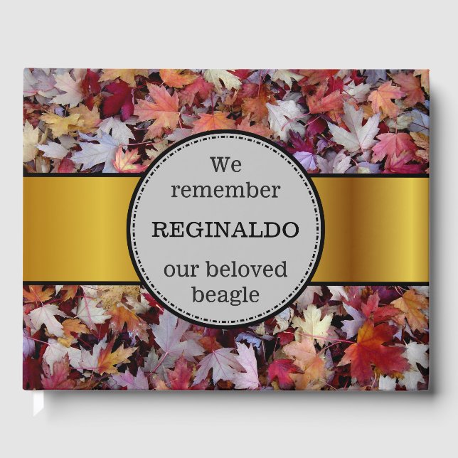 Fallen Autumn Tree Leaves Pet Memorial Guestbook (Front)