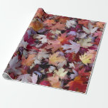 [ Thumbnail: Fallen Autumn Tree Leaves Wrapping Paper ]
