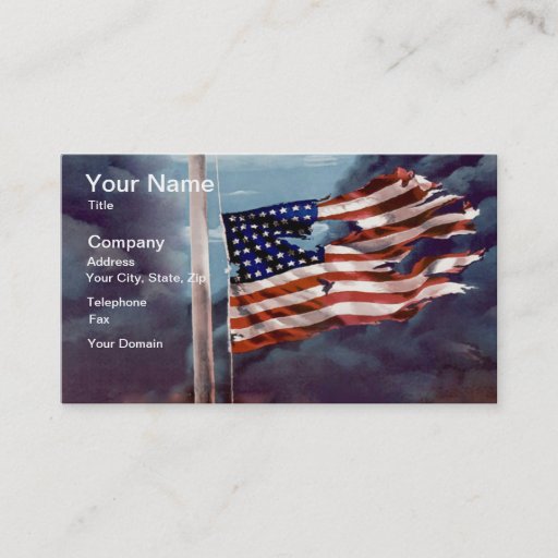 Customizable Fallen But Not Forgotten Smoke and Torn Flag Business Cards