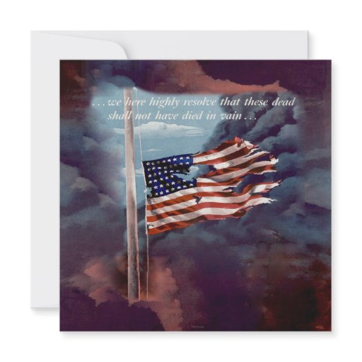 Fallen But Not Forgotten Smoke and Torn Flag Personalized Invitation